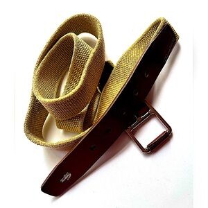 Vintage Men's Lacoste Tan Stretch Woven Leather Belt